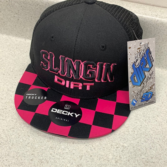 Slingin Dirt Pink Checkered Hat